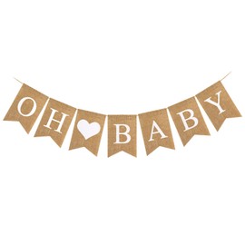 Baby Burlap Banner, NO-DIY Oh Baby Banner for Baby Shower Decorations, oh Baby Sign for Backdrop, Neutral Gender Reveal Party, Boy and Girl