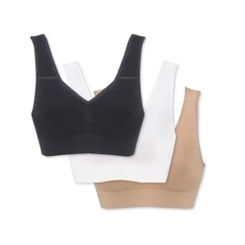 Genie Bra 3 Variety Pack 34 2D/3D Seamless Wireless Adjustable BBW342D3D New