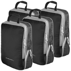 PEARL Travel Packing Cubes: Set of 4 Compression Bags for Hand Luggage, Size L, 37 x 27 x 7 cm (Travel Luggage, Pack Bag), black