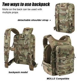 PETAC GEAR Tactical Molle Hydration Pack for 1.5L - Lightweight Water Reservoir Bag for Molle Vest Backpack, for Hiking, Hunting（MC）