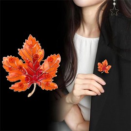 coadipress Maple Brooch Pin for Women Sparkling Rhinestone Crystal Fall Harvest Thanksgiving Maple Leaf Lapel Pin Party Prom Wedding Autumn Thanksgiving Jewelry Gift (Orange)
