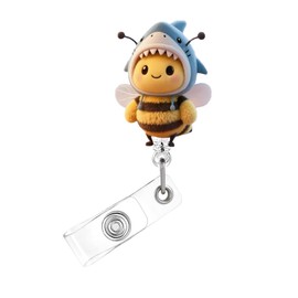 Bee Badge Reel,Cute Bee Acrylic Badge for ID Card Badge,Fun Telescoping Retractable Badge Holder Alligator Clip Accessories for Nurse,Medical Worker,Nursing Student,Teacher