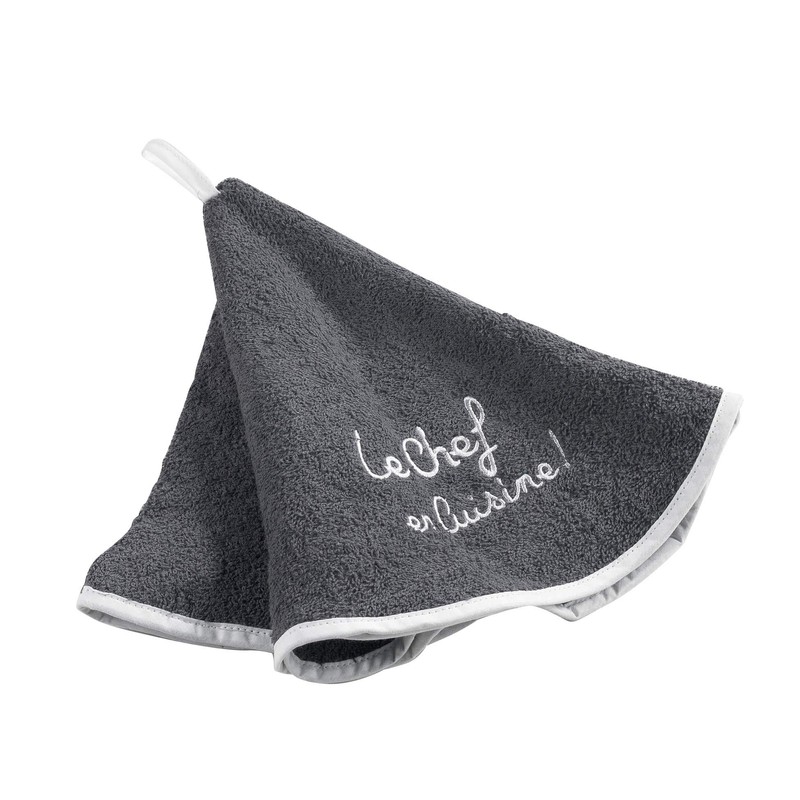 Douceur d'Intérieur Round Hand Towel (0) Embroidered Terry Towells, Anthracite,