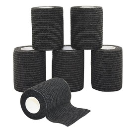 MINGYUE伸縮包帯 弾性包帯 テーピングテープ 自己粘着性 7.5cm×6rolls 手で切れる(ブラック)