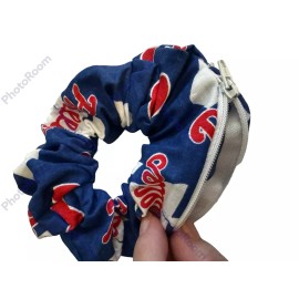 SHOPGALNY Philadelphia Phillies Blue ZIPPER HAIR SCRUNCHIE FUN GIFT IDEA, BEACH, GYM