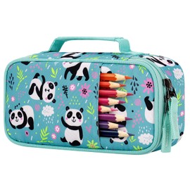 Choco Mocha Panda Pencil Case for Girls, Soft Pencil Case Kids Pencils Pouch for Kindergarten Girls, Teal