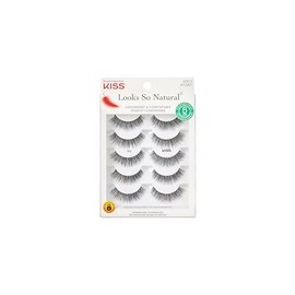 Pestañas Postizas Paquete de 5 pares de pestañas KISS Looks So Natural 01 Shy Multipack (5 pairs) ligeras y ajustables