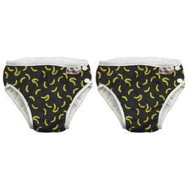 ImseVimse Eco Friendly Reusable Swim Diaper Made of Organic Cloth Sized for Infant to Toddler Boys - Black Banana, 2 Pack (S 3-6M (13-17 lbs))