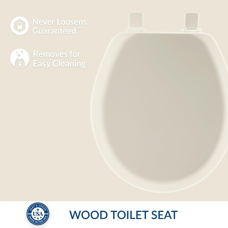 Mayfair Cameron Biscuit Toilet Seat, Non Slip Heavy Duty Wood,