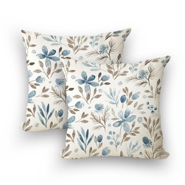 WCYYWGO Spring Throw Pillows Painted Blue Flowers Pillow Cover Sofa Cushion Cover 18x18 Set of 2 Linen Farmhouse Decor Home Decor Pillowcase Indoor Outdoor Sofa Chair Back Pillow Cover