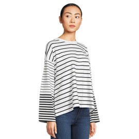 Madewell Women's Easy Long Sleeve Tee Stripe, Jet Black