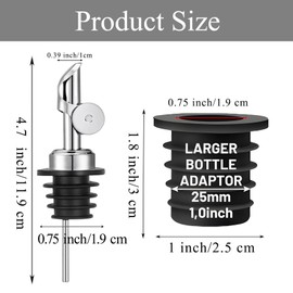 3 Pack Olive Oil Pour Spout with Adapters, Oils Pourer for Olive Oil Dispenser Bottle, Easily Turn Your Bottles into Dispensers for Liquor, Vinegar, Oils, Syrup, Liquor Bottle Pourers, Silver