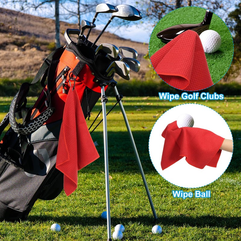 PATIKIL 40x40cm Tri-Fold Golf Towel 2 Pack Waffle Pattern Towel