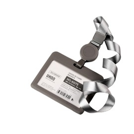 BOHALUU ID Card Holder, Horizontal, Elastic Reel Design, Unisex, Employee ID Card Case, ID Card Case, Name Holder, Neck Hanging, Both Sides Clear, With Neck Strap, Horizontal & Vertical Type, Men's