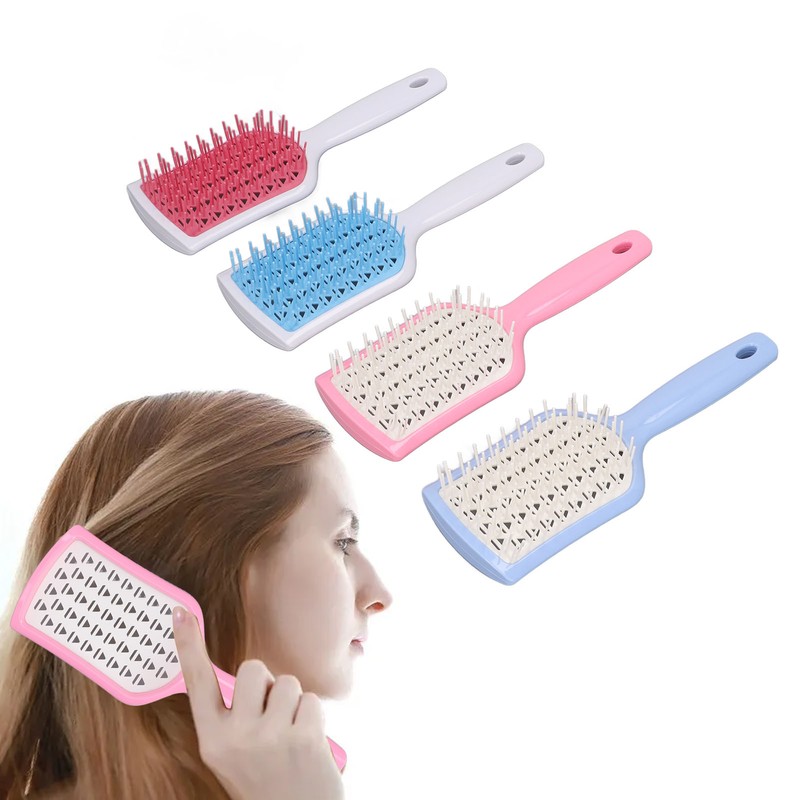 4pcs Hair Detangling Brush Hollow Out Curved Vented Hair Styling