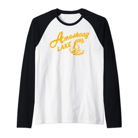 Amoskeag Lake Essential T-Shirt, Fishing Shirt Raglan Baseball Tee