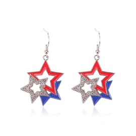 ZioNNyxviana 4th of July Patriotic Drop Dangle Stud Earrings for Women Outfits American Flag Red White and Blue Star Earrings Fourth of July Accessories for Women Independence Day Jewelry