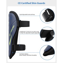 AirsFish Children's Football Certified Shin Pads, Lightweight, Durable, Non-Slip Shin Pads with Adjustable Straps, High-Strength Shin Pads, Football, for Boys and Girls