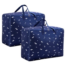 Fodlon Pack of 2 105L Storage Bags, Extra Large Clothes Storage Organisation, Foldable Organiser Bag, Carry Bag for Duvets, Clothes, Blankets, Cushions, Quilt