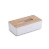 Lylac Homeware Modern Tissue Box Cover with Wooden Top, White, 24 x 12 x 7.4 cm