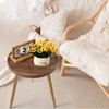 danpinera Round Side Table, Metal Legged Accent Table with Wooden