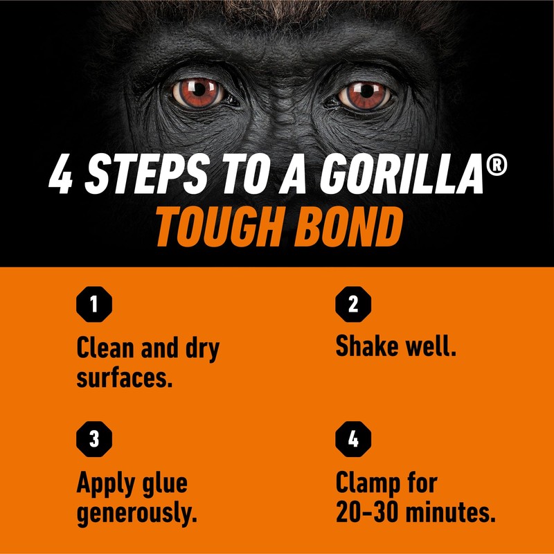 Gorilla Ultimate Waterproof Wood Glue, Natural Wood Color, 18 Ounce