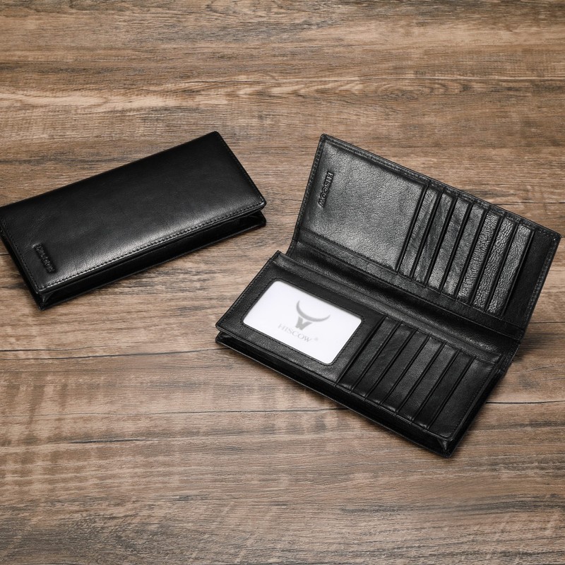 HISCOW Bifold Long Wallet with 15 Credit Card Slots -