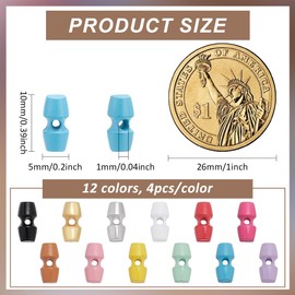 FINGERINSPIRE Pack of 48 Mini Toggle Buttons Made of Alloy 10 mm 1 Hole Metal Horn 12 Colours Sewing Horn Toggle Button Tiny Buttons Made of Alloy for Sweaters Coats Jackets Clothing Projects