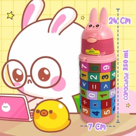 J.H. Company Termo Infantil Con Funda Portatil 350ml Didactico 333331 Color Rosa Conejo