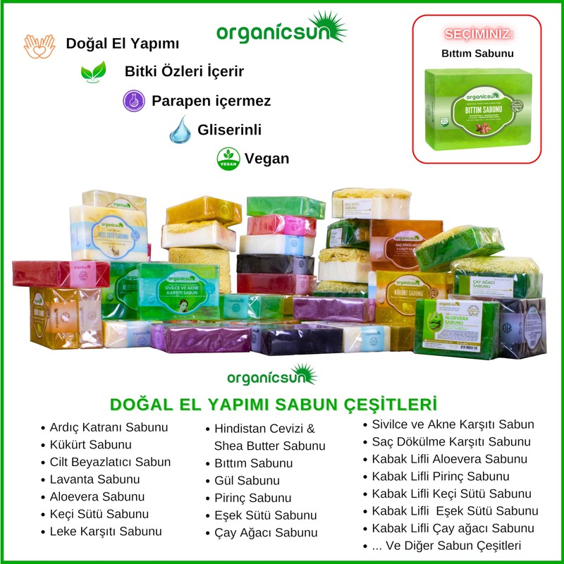 Organicsun Doğal Bıttım Sabunu 140 Gr x 2 Adet Saç