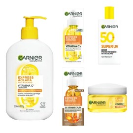 Kit Vitamina C 5: Sérum, Noche, Limpiador, Hidratante, Uv