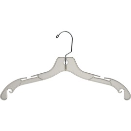 Extra Strong Clear Plastic Top Hanger with Notches and Swivel Chrome Hardware in 17" Length X 7/16" Thick, Box of 25