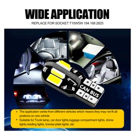 dawfall 10 PCS Car T10 LED Bulb, 8SMD 360 Degree Uniform Illumination Side Wedge Light, Width Indicator Light License Plate Light Replacement, Universal Error-free Installation Bulb for Cars (White)