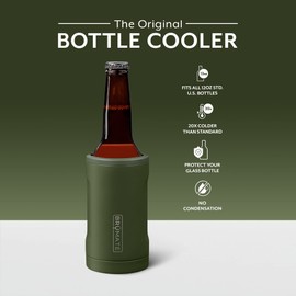 BrüMate Hopsulator - Enfriador de botellas con aislamiento para botellas de vidrio estándar de 12 onzas | Botella de vidrio con aislamiento de acero inoxidable para cerveza y refrescos (verde OD)