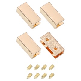 uxcell 4Pcs Metal Belt Buckle End Tips, 0.75" Wide Rectangle Webbing Zipper Tips Clip Buckles with Screws for DIY Sewing Craft Purse Belt Repair, Light Golden
