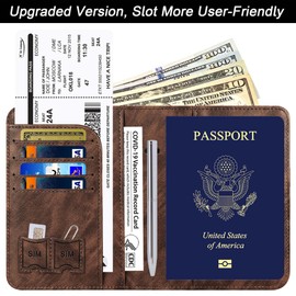 Passport Holder Cover Wallet Travel Essentials Leather Rfid Blocking Case Vacation Luggage Must Haves Travel Accessories for Men Women (116#Coffee)