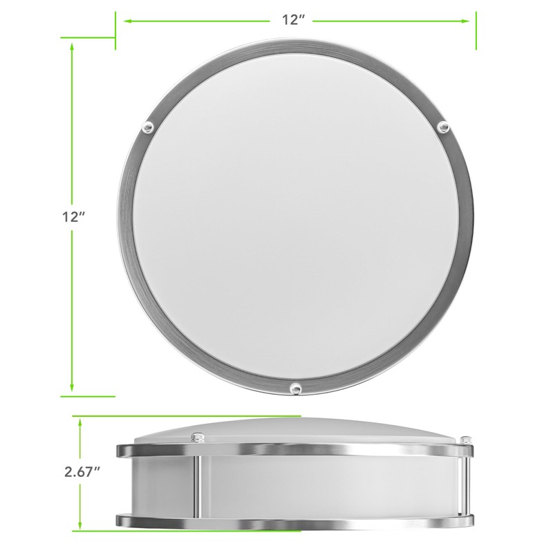 Leisure LED Brushed Nickel Ceiling Light 12 inch Flush Mount