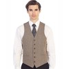Gioberti Men's 6 Button Formal Herringbone Tweed Vest, Herringbone Khaki,