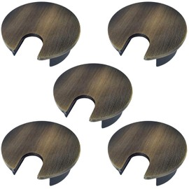 Electriduct 2" Metal Desk Grommet Cable Hole Cover Wire Cord Organizer | Brushed Bronze (5 Pack)