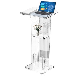 KSacry Acrylic Clear Podium Stand with Storage Shelf,47" H Plexiglass Pulpits for Churches, Conference,Speeches, Weddings, Classroom (23.6" L X 17.7" W X 47" H,)