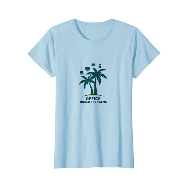 Office Under The Palms: Tropical Remote Work Logo T-Shirt, Women,