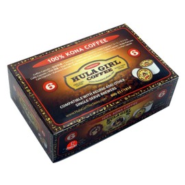 Hula Girl 100% Kona Coffee, Single Serve for Keurig K-Cup Brewers, Medium Roast, Works in the New K2