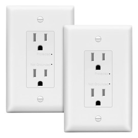 LIDER Surge Protector Receptacle with Grounding Indicator, Child Safe Tamper-Resistant, Residential Grade, Self-Grounding, 15A 125V, 1500 Joules, UL Listed, LR15-TRSS-WWP2P, White, 2 Pack