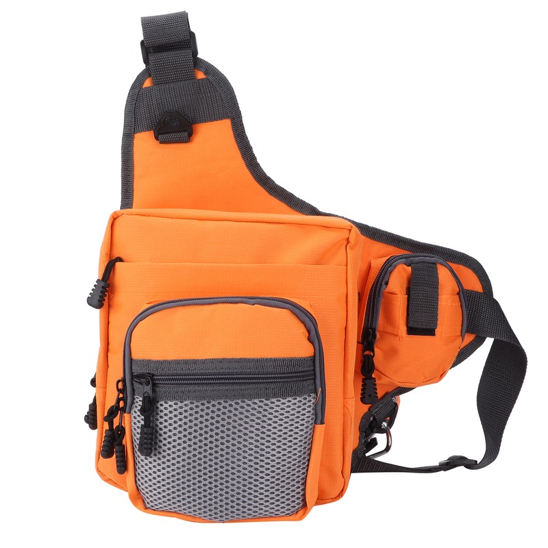 Polyester Multifunctional Fishing Tackle Crossbody Bag with Adjustable Shoulder Straps(Orange