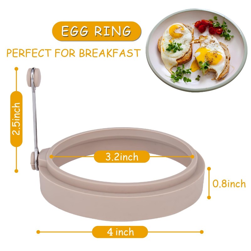 4-Pack Nordic Silicone Egg Rings, Non-Stick Egg Mold - 4