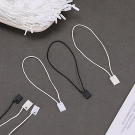 1000 Pieces 6.7 Inch Nylon Hanging Tags with Snap Lock Cord Clothes Price Tag Fastening Tag Clothing Tag Accessories for Jewelry Luggage Black