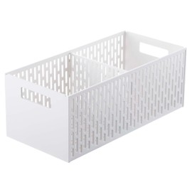 Yamazaki 5020 Vegetable Stocker, Tower, White, Approx. W 6.0 x D 12.6 x H 4.8 inches (15.3 x 32 x 12.2 cm), Tower Stackable, Slide Drawer, Root Storage, Vegetable Chamber Storage