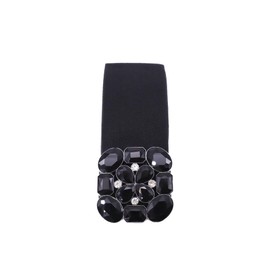 QUEEN HELENA Elegant Elastic Belt with Jewellery for Women CI022-11, black, One size fits all