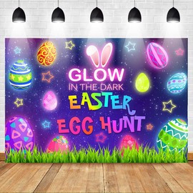 Mocsicka Glow Easter Backdrop, Green, 7x5ft, Vinyl, for Party Decorations and Photography, 复活节, Lightweight, Not Washable, Custom Design Service Available