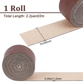 GORGECRAFT 25 mm Wide Brown Buffalo Leather Strips with Artificial Grain 79 Inch Long PU Leather Belt Strap 1.2 mm Thick Single Sided Flat Leather Strap Roll Made of Matte Faux Leather for Crafts